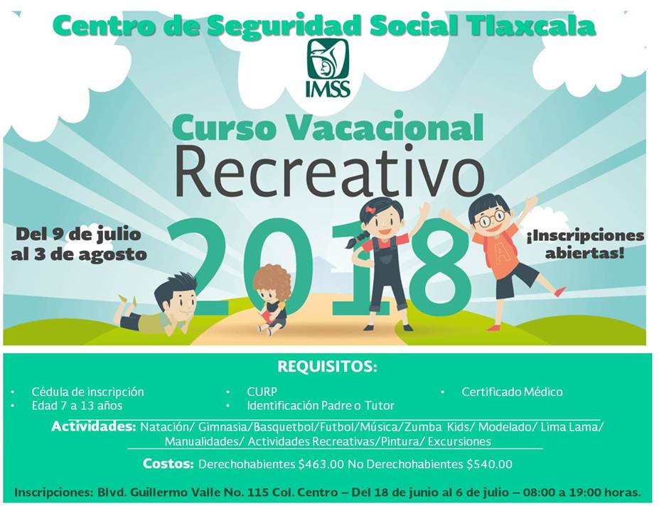 Abre IMSS Tlaxcala inscripciones para el Curso Vacacional 2018